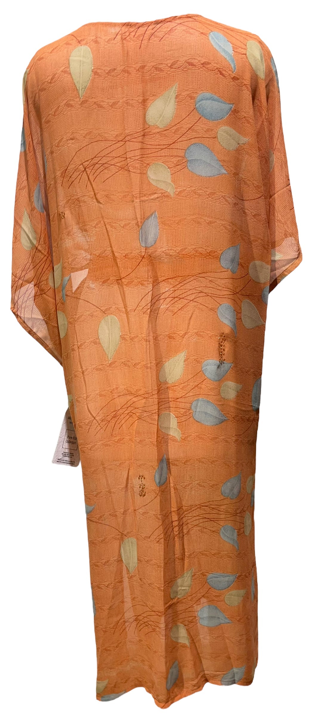 FINAL SALE PRG4949 Sheer Avatar Long Pure Silk Kimono Sleeved Duster with Belt