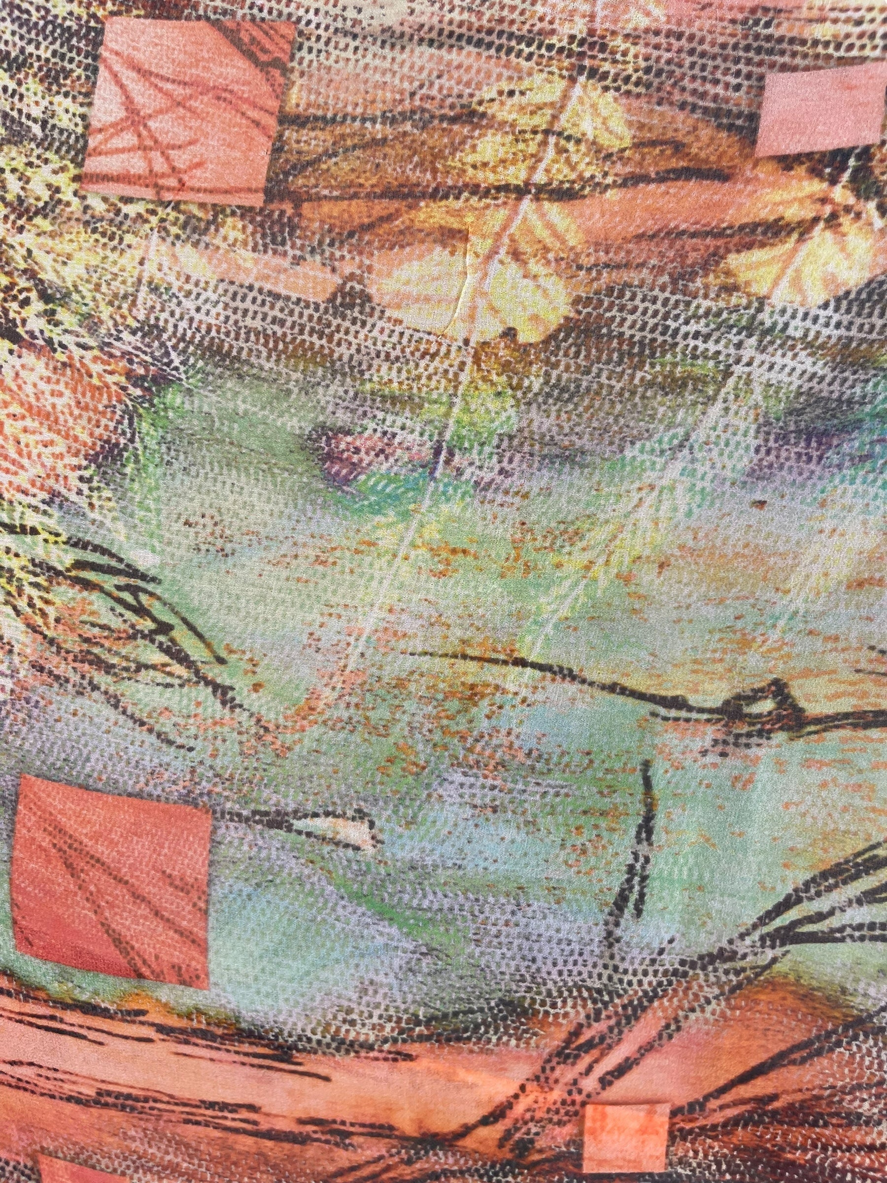 SOLD  PRG6814 Sheer Avatar Long Pure Silk Kimono Sleeved Duster with Belt