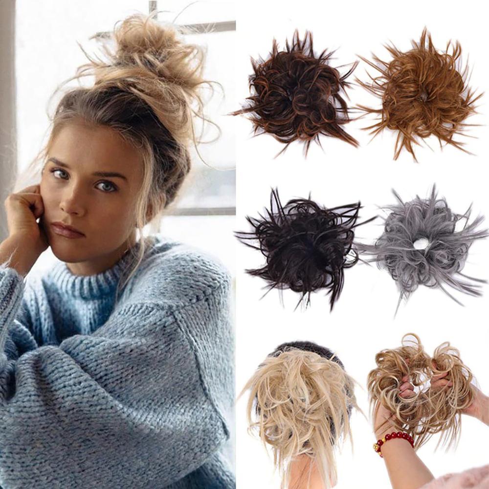 Natural Look Synthetic Messy Hair Bun Scrunchie Extension – Effortless Curly Hair Accessory