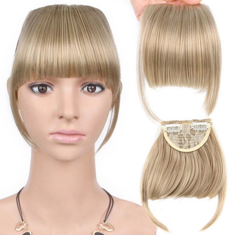 Natural Straight Clip-In Bangs Extension – 6-Inch High-Temperature Fiber Hairpiece for Women