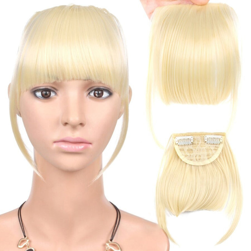 Natural Straight Clip-In Bangs Extension – 6-Inch High-Temperature Fiber Hairpiece for Women