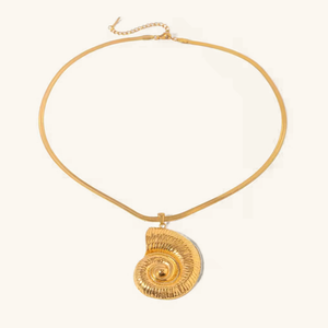 Nautilus Shell Pendant Gold Necklace on 18k Gold Chain – Waterproof, Hypoallergenic Jewelry for Women