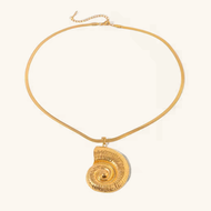 Nautilus Shell Pendant Gold Necklace on 18k Gold Chain – Waterproof, Hypoallergenic Jewelry for Women