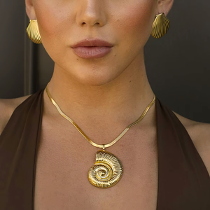 Nautilus Shell Pendant Gold Necklace on 18k Gold Chain – Waterproof, Hypoallergenic Jewelry for Women