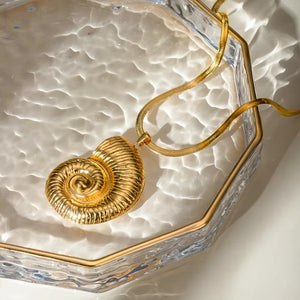Nautilus Shell Pendant Gold Necklace on 18k Gold Chain – Waterproof, Hypoallergenic Jewelry for Women
