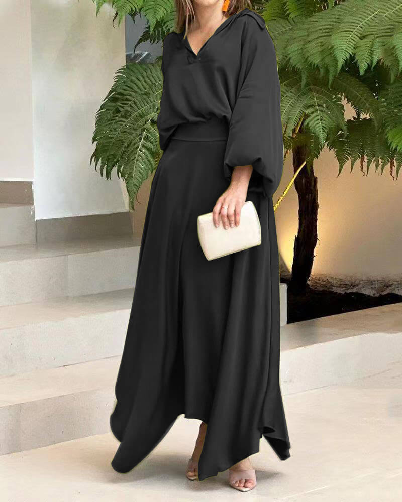 Women's Midi Dress Black Polyester Elegant