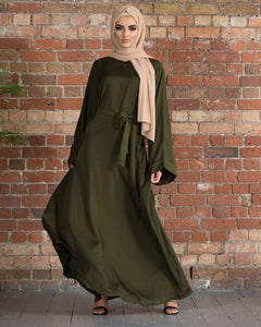 Elegant Solid Color Plus Size Muslim Dress (6394) - Perfect for AliExpress, eBay and Amazon Middle East UAE Sale