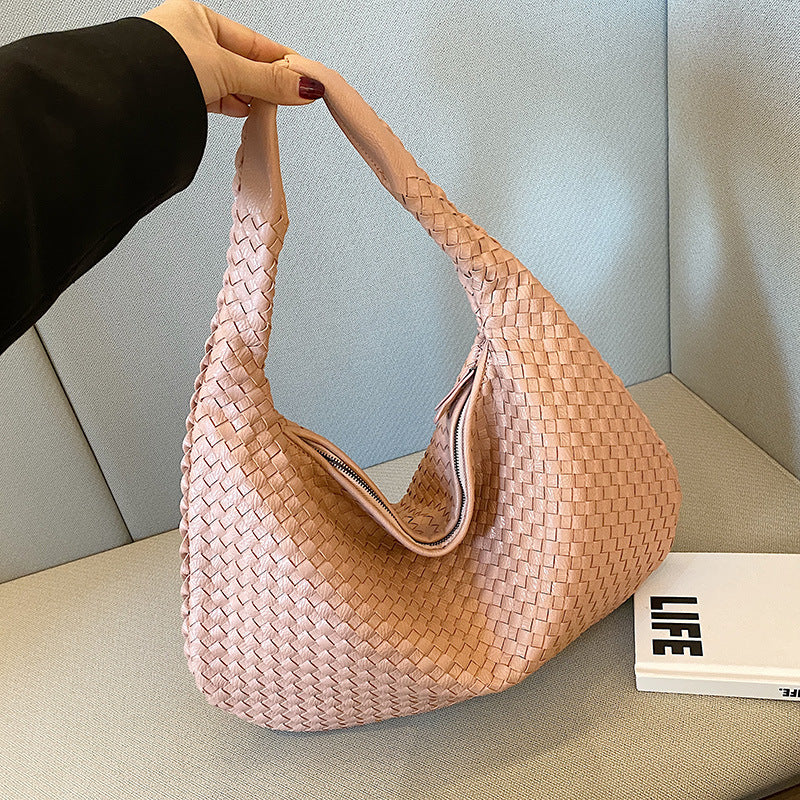 New high-end handmade woven handbag for women's cross-border foreign trade underarm bag, casual texture shoulder bag, handbag