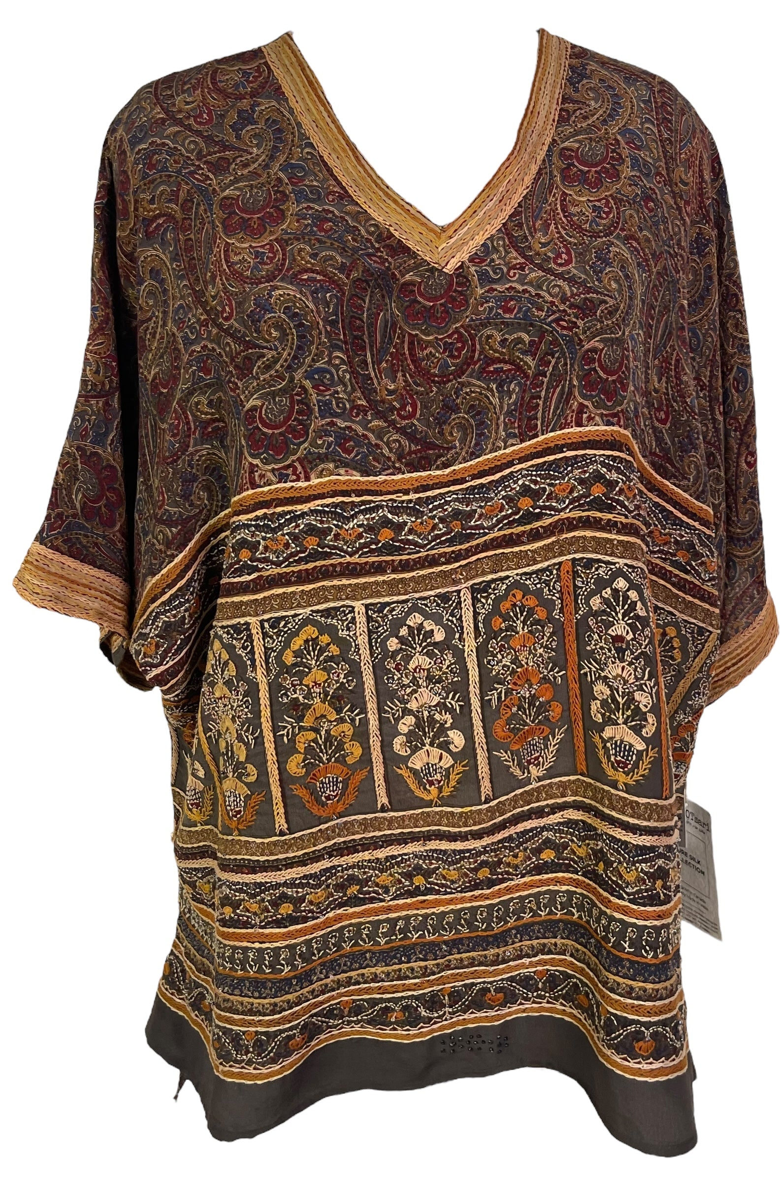 SOLD  PRC6935 Avatar Pure Silk Long Tunic with Side Ties