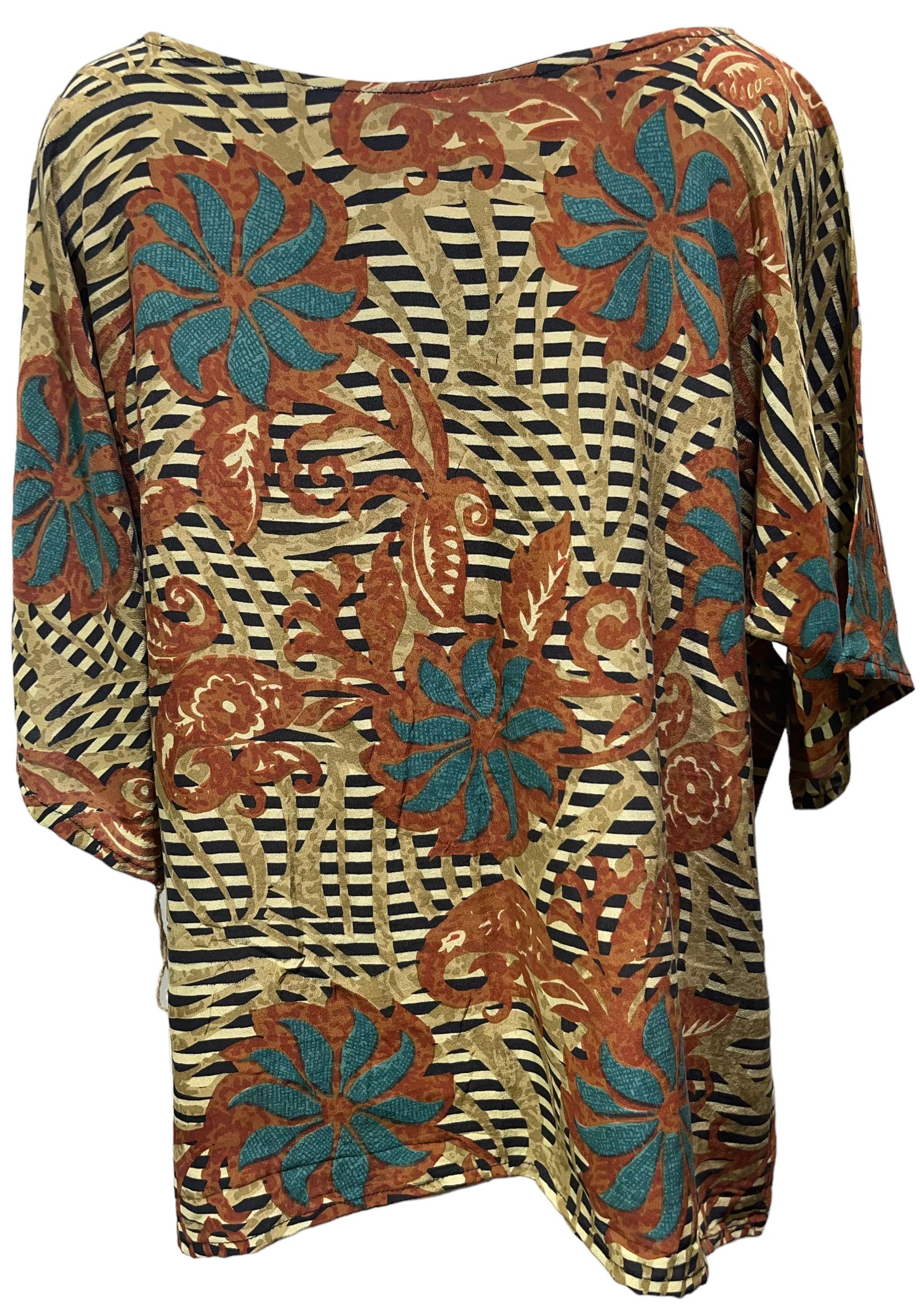 FINAL SALE PRC4634 Nirvana Pure Silk Side Slit Top