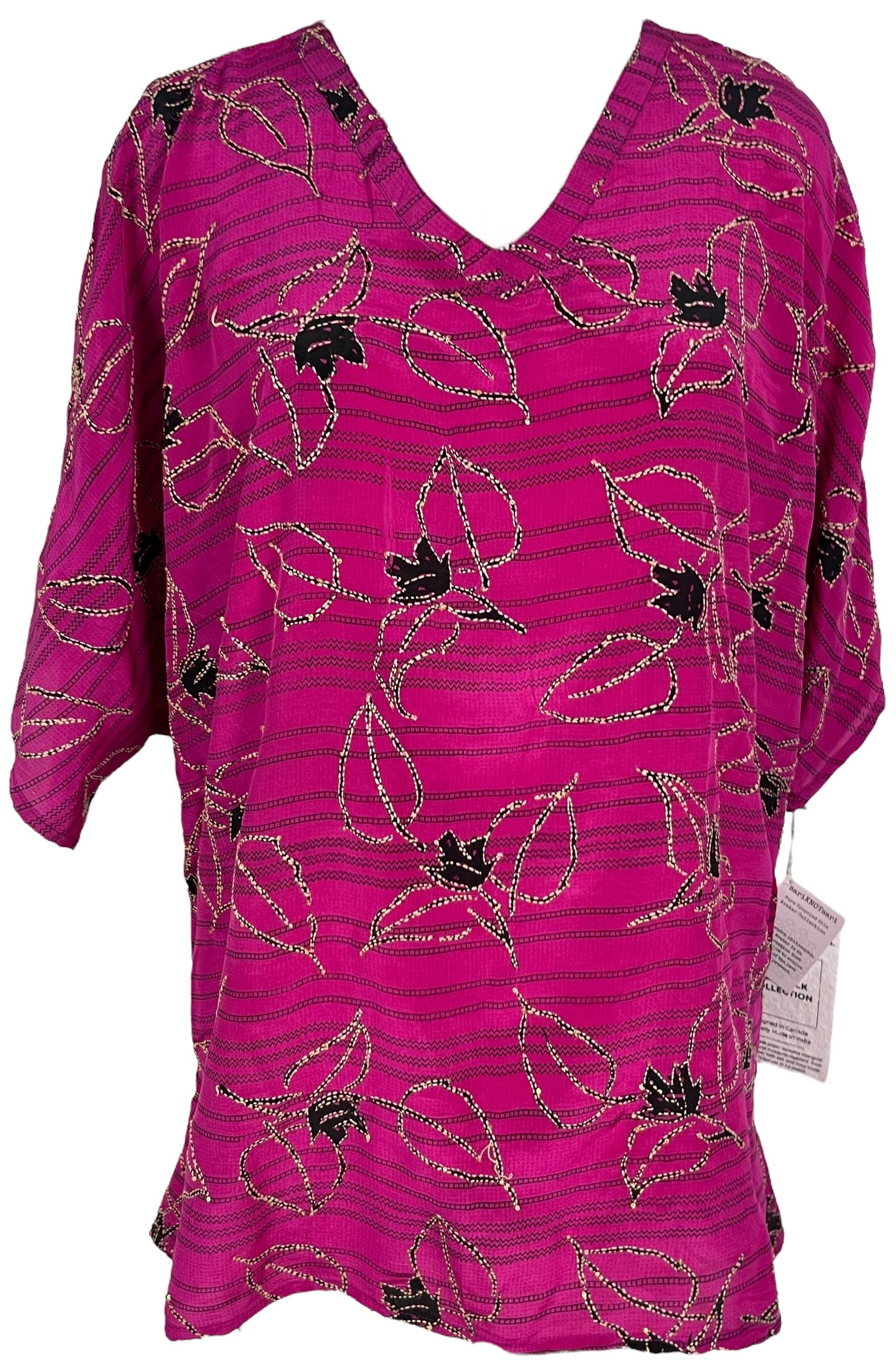 PRC6934 Avatar Pure Silk Long Tunic with Side Ties