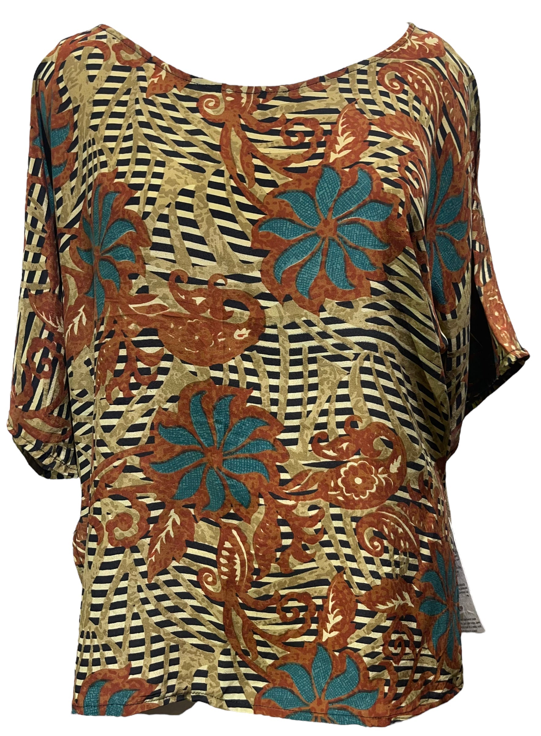 FINAL SALE PRC4634 Nirvana Pure Silk Side Slit Top