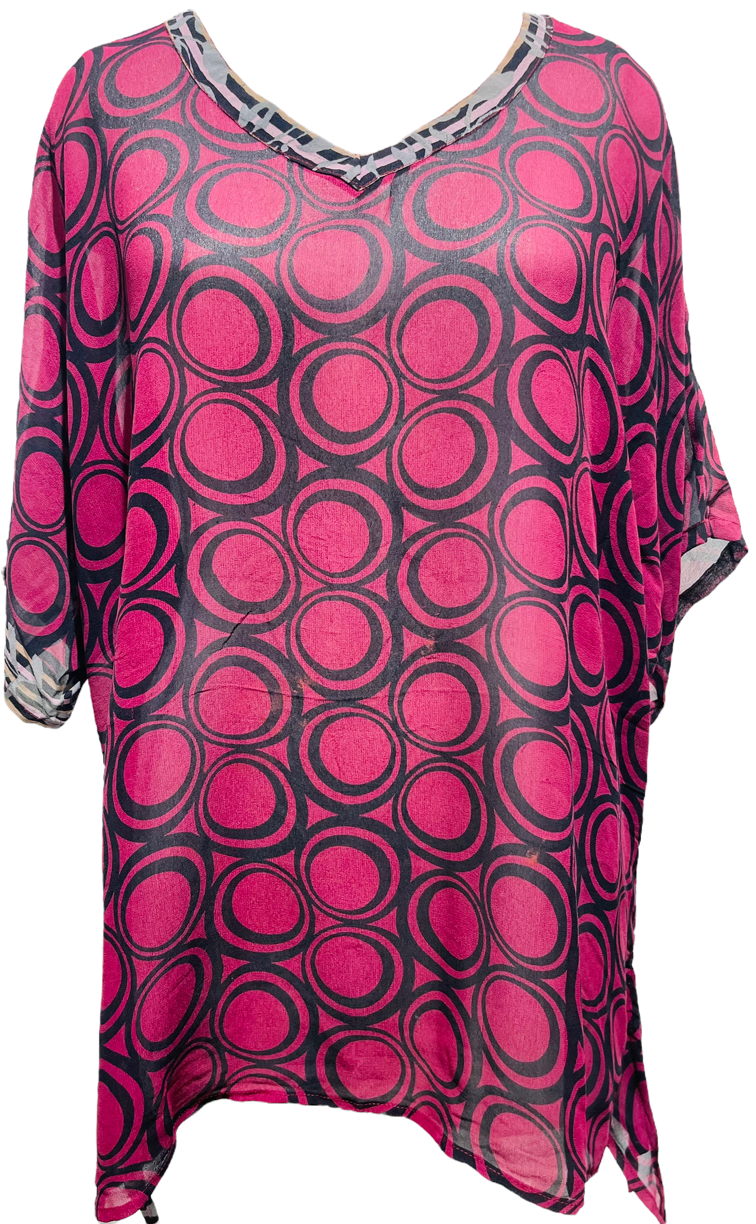 FINAL SALE PRG2091 Grand Comoro Drongo Sheer Avatar Pure Silk Long Tunic with Side Ties