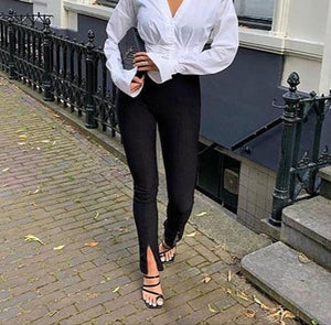 Cut Bottom Stretch Pants