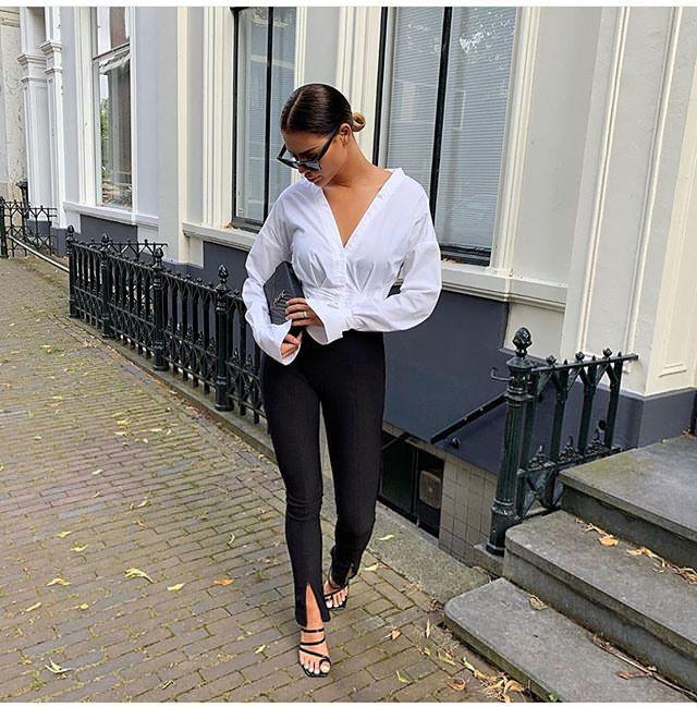 Cut Bottom Stretch Pants