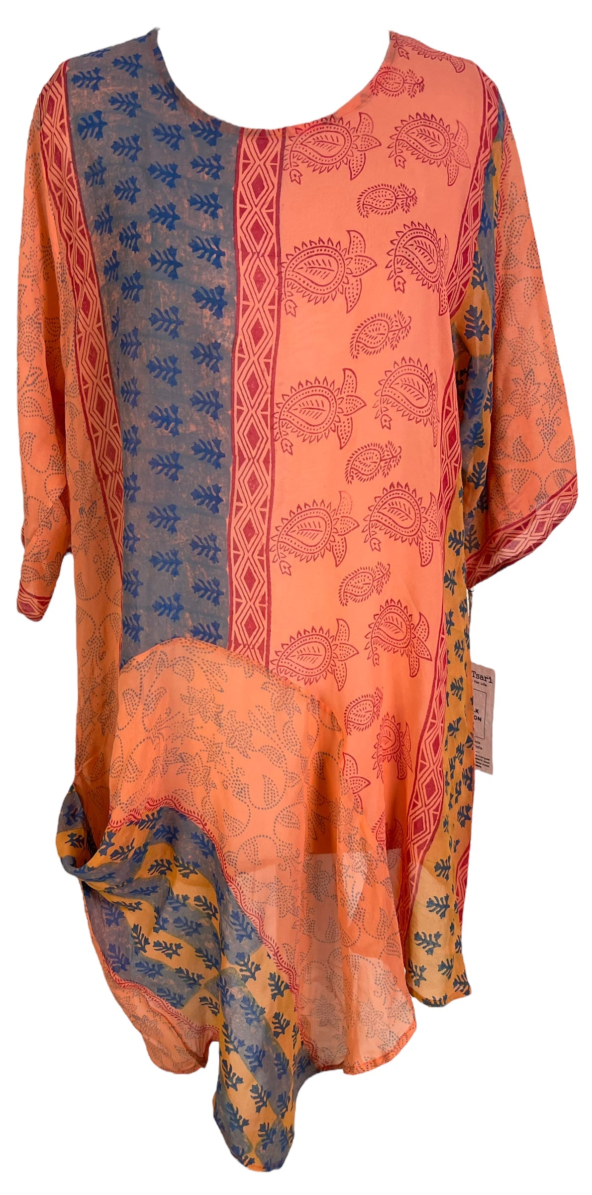 PRG6034 Sheer Avatar Pure Silk Self Pocket Tunic Dress