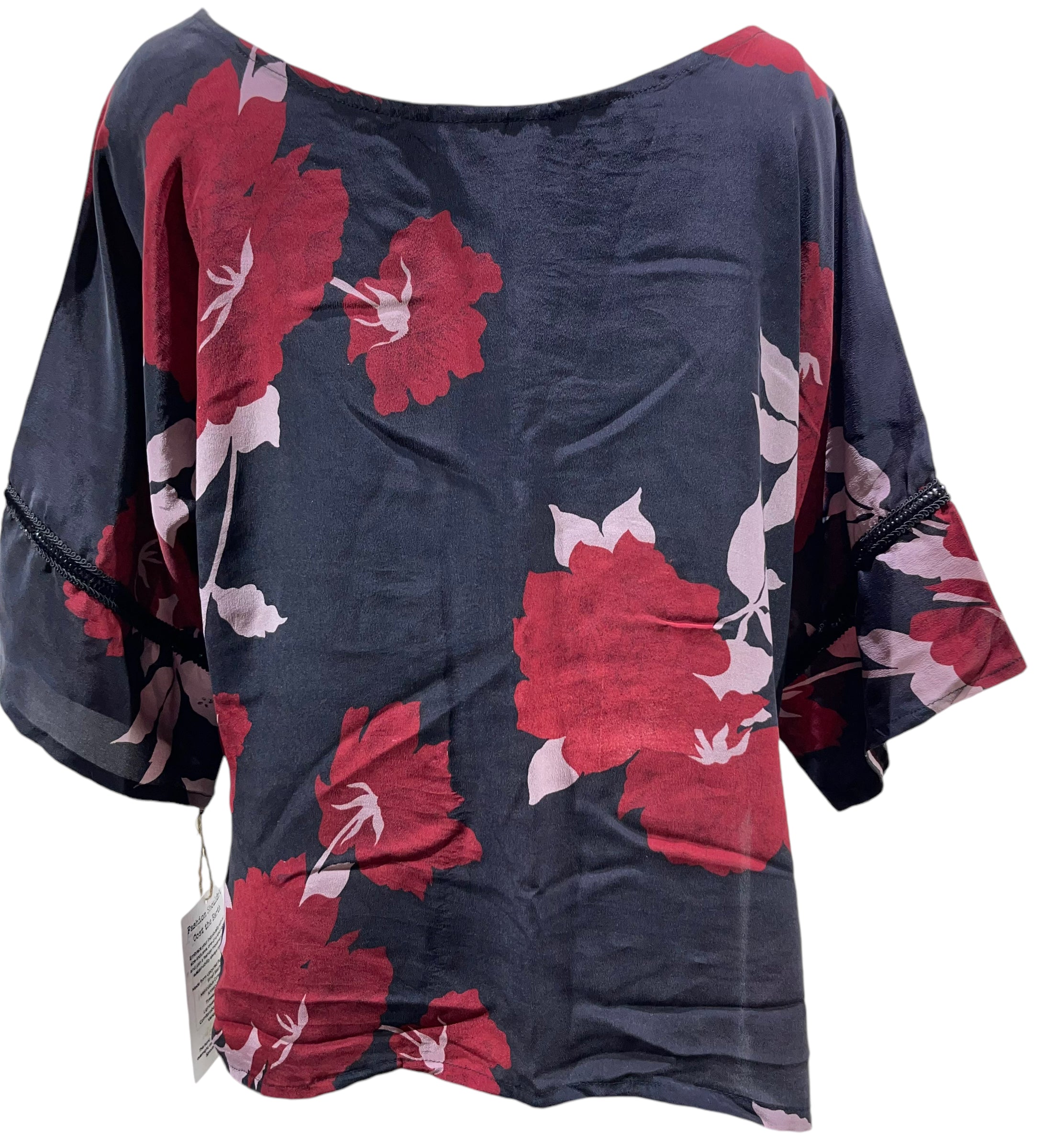 FINAL SALE PRC4368 Avatar Pure Silk LONGER SLEEVE Side Slit Top