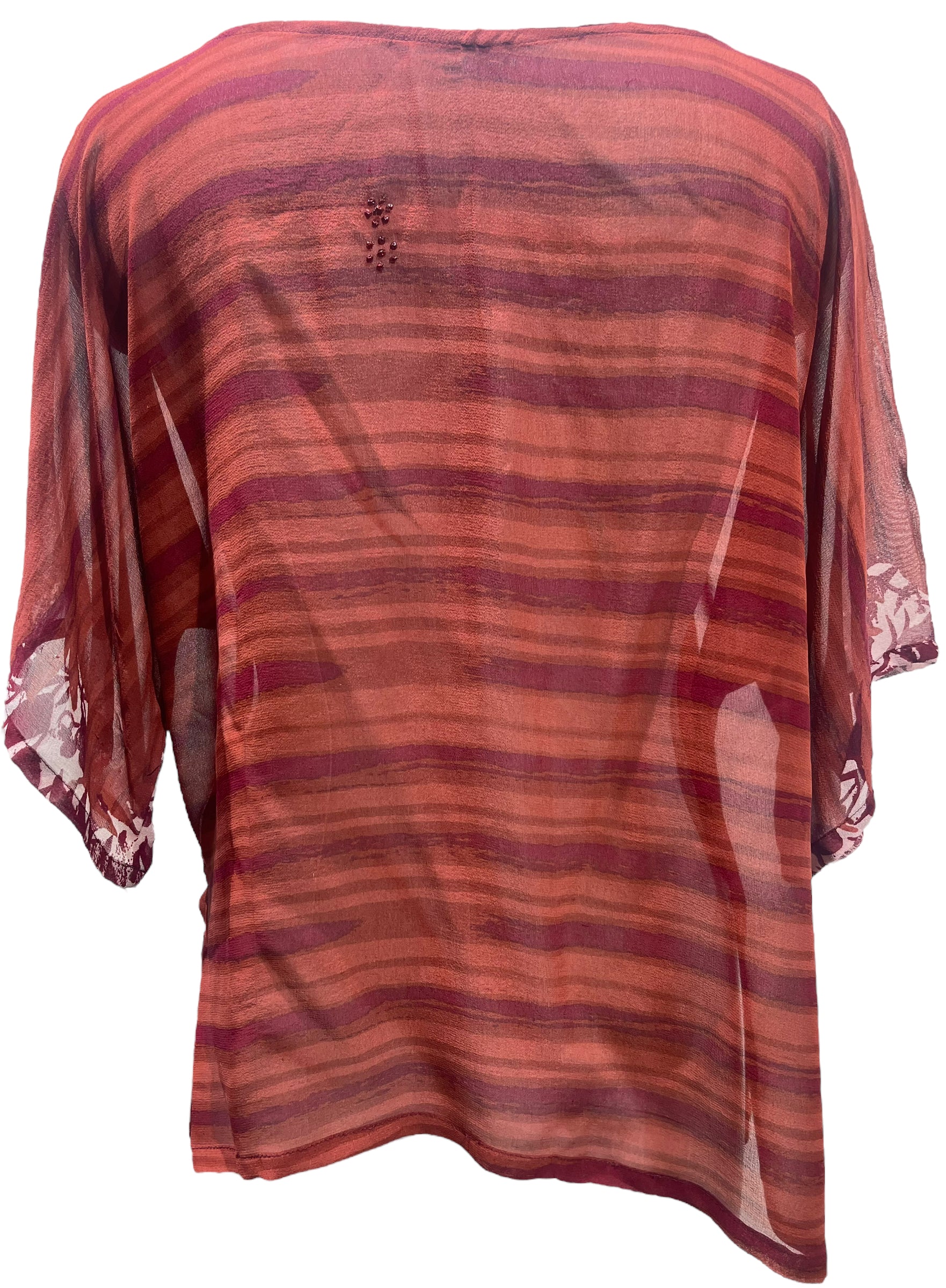 FINAL SALE PRG5704 Sheer Avatar Pure Silk Side Slit Top