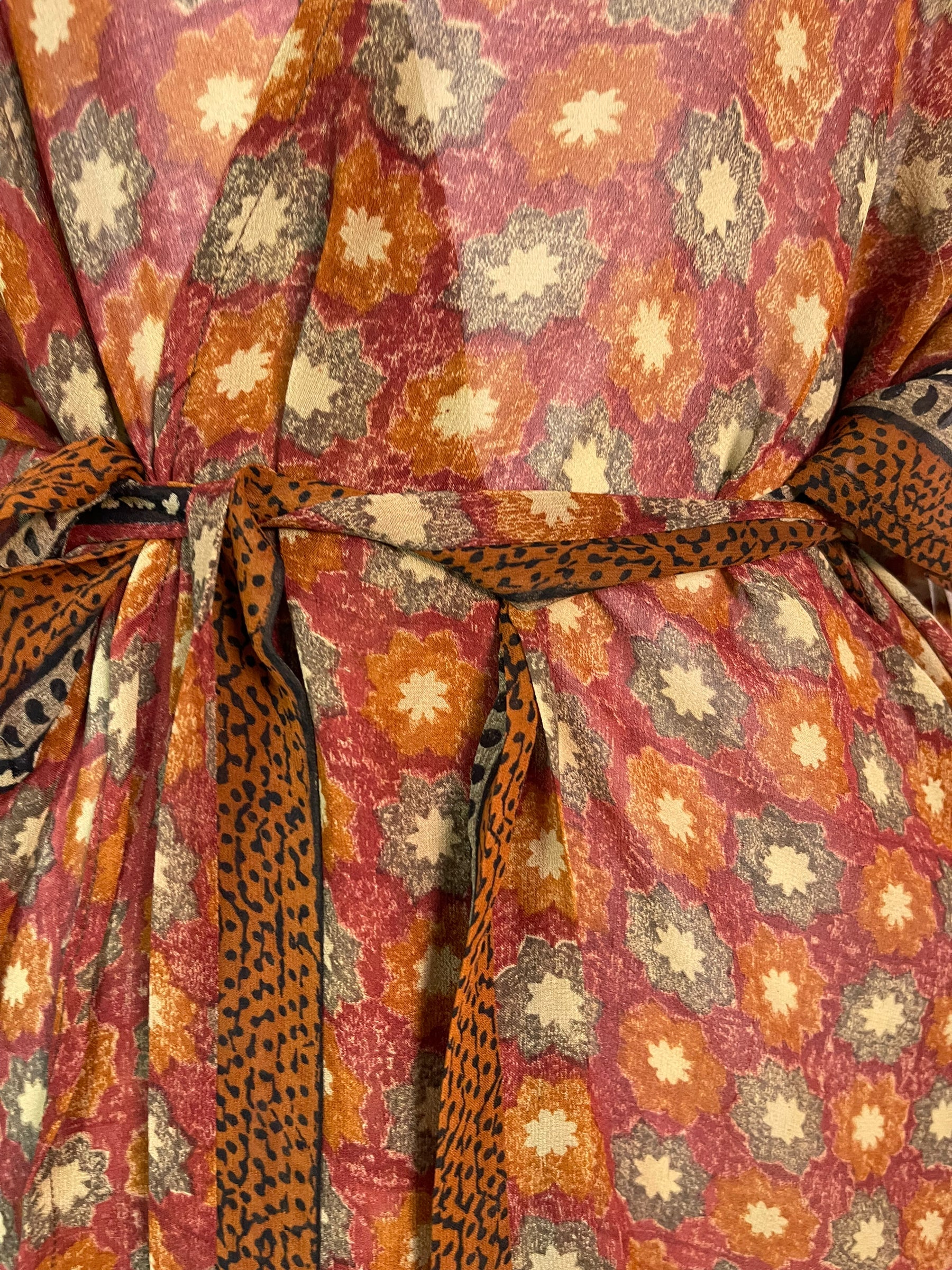 FINAL SALE PRG5397 Sheer Avatar Pure Silk Kimono-Sleeved Jacket with Belt