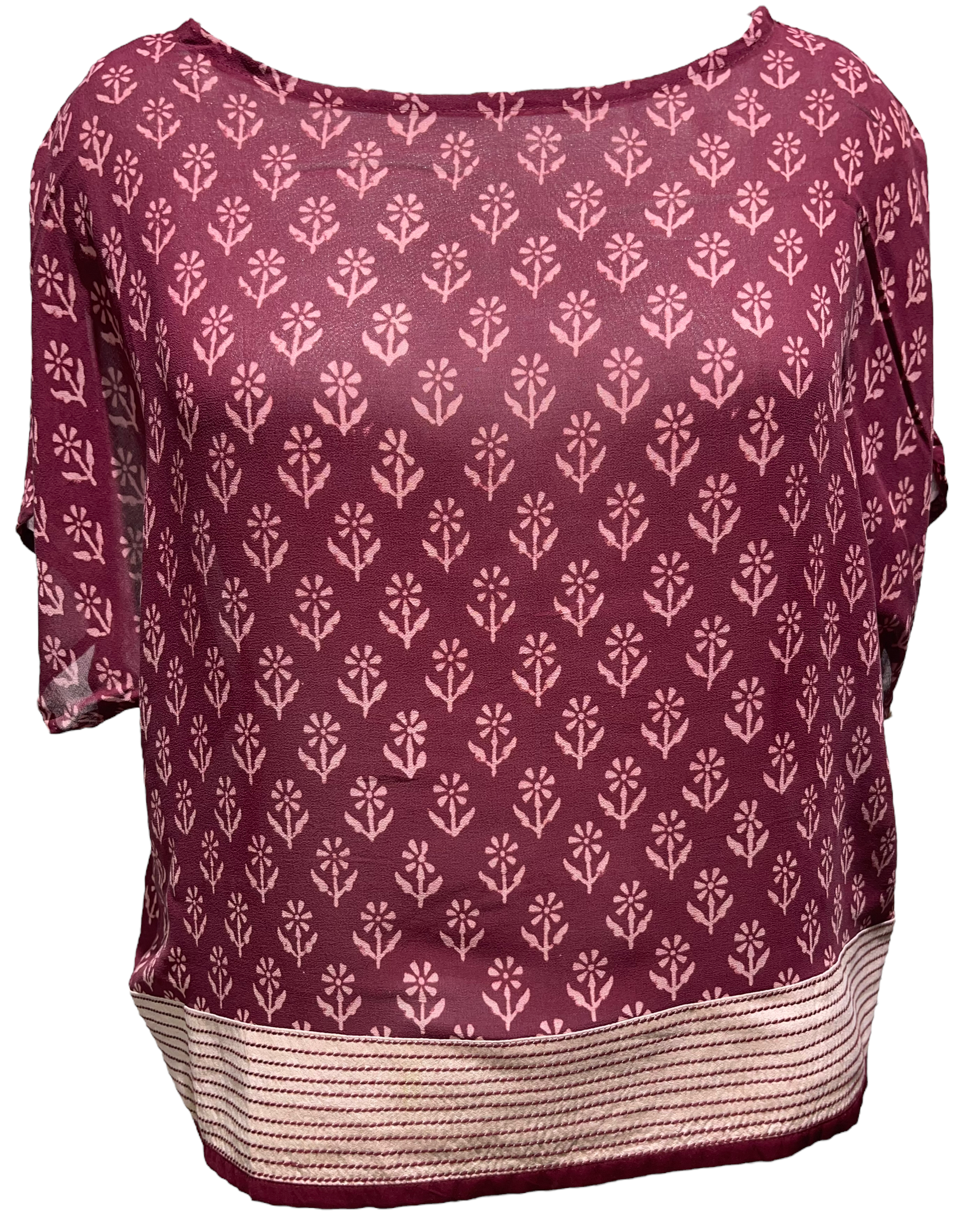 FINAL SALE PRG2060 Gabela Helmetshrike Sheer Avatar Pure Silk Boxy Top