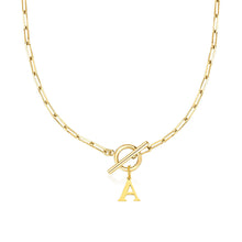 Load image into Gallery viewer, Paperclip Chain Initial Necklace with Circle Lock Clasp – Personalized Jewelry for Women, 45cm
