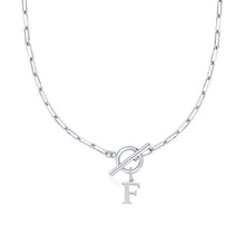 Load image into Gallery viewer, Paperclip Chain Initial Necklace with Circle Lock Clasp – Personalized Jewelry for Women, 45cm
