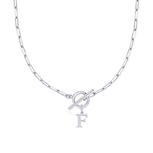 Paperclip Chain Initial Necklace with Circle Lock Clasp – Personalized Jewelry for Women, 45cm
