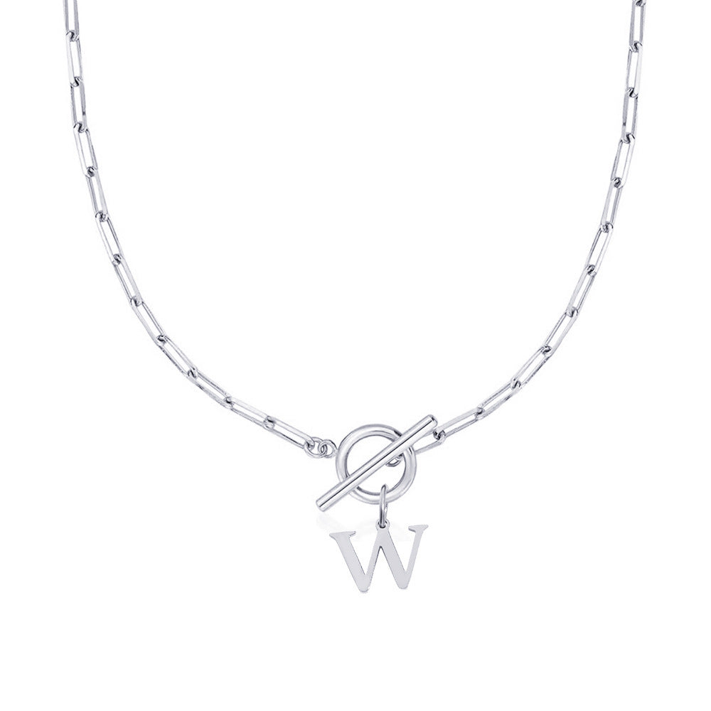 Paperclip Chain Initial Necklace with Circle Lock Clasp – Personalized Jewelry for Women, 45cm