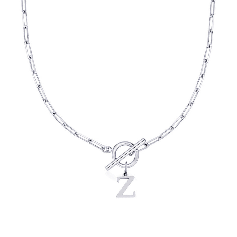 Paperclip Chain Initial Necklace with Circle Lock Clasp – Personalized Jewelry for Women, 45cm