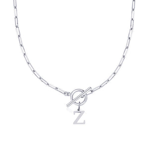 Paperclip Chain Initial Necklace with Circle Lock Clasp – Personalized Jewelry for Women, 45cm