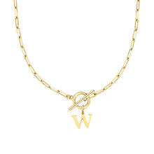 Load image into Gallery viewer, Paperclip Chain Initial Necklace with Circle Lock Clasp – Personalized Jewelry for Women, 45cm
