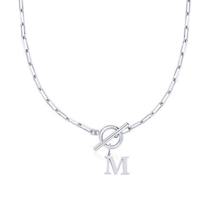 Paperclip Chain Initial Necklace with Circle Lock Clasp – Personalized Jewelry for Women, 45cm
