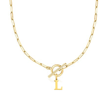 Load image into Gallery viewer, Paperclip Chain Initial Necklace with Circle Lock Clasp – Personalized Jewelry for Women, 45cm
