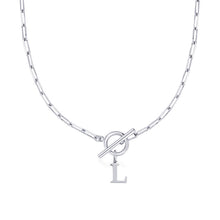 Load image into Gallery viewer, Paperclip Chain Initial Necklace with Circle Lock Clasp – Personalized Jewelry for Women, 45cm
