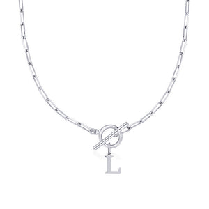 Paperclip Chain Initial Necklace with Circle Lock Clasp – Personalized Jewelry for Women, 45cm