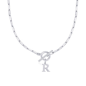 Paperclip Chain Initial Necklace with Circle Lock Clasp – Personalized Jewelry for Women, 45cm