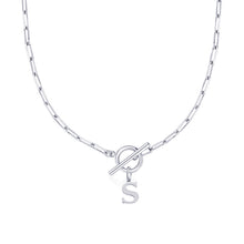 Load image into Gallery viewer, Paperclip Chain Initial Necklace with Circle Lock Clasp – Personalized Jewelry for Women, 45cm
