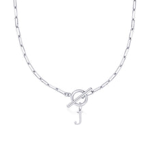 Load image into Gallery viewer, Paperclip Chain Initial Necklace with Circle Lock Clasp – Personalized Jewelry for Women, 45cm
