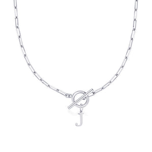 Paperclip Chain Initial Necklace with Circle Lock Clasp – Personalized Jewelry for Women, 45cm