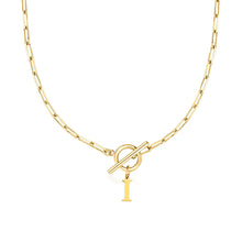 Load image into Gallery viewer, Paperclip Chain Initial Necklace with Circle Lock Clasp – Personalized Jewelry for Women, 45cm
