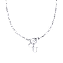 Load image into Gallery viewer, Paperclip Chain Initial Necklace with Circle Lock Clasp – Personalized Jewelry for Women, 45cm
