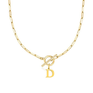 Paperclip Chain Initial Necklace with Circle Lock Clasp – Personalized Jewelry for Women, 45cm