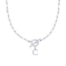 Load image into Gallery viewer, Paperclip Chain Initial Necklace with Circle Lock Clasp – Personalized Jewelry for Women, 45cm
