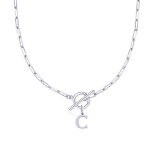 Paperclip Chain Initial Necklace with Circle Lock Clasp – Personalized Jewelry for Women, 45cm