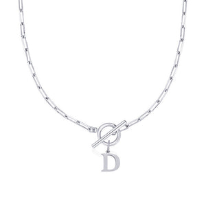 Paperclip Chain Initial Necklace with Circle Lock Clasp – Personalized Jewelry for Women, 45cm