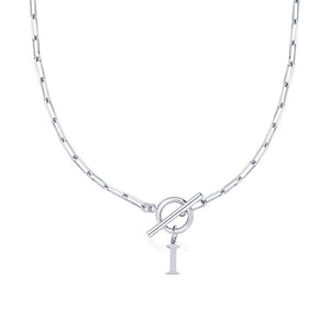 Paperclip Chain Initial Necklace with Circle Lock Clasp – Personalized Jewelry for Women, 45cm