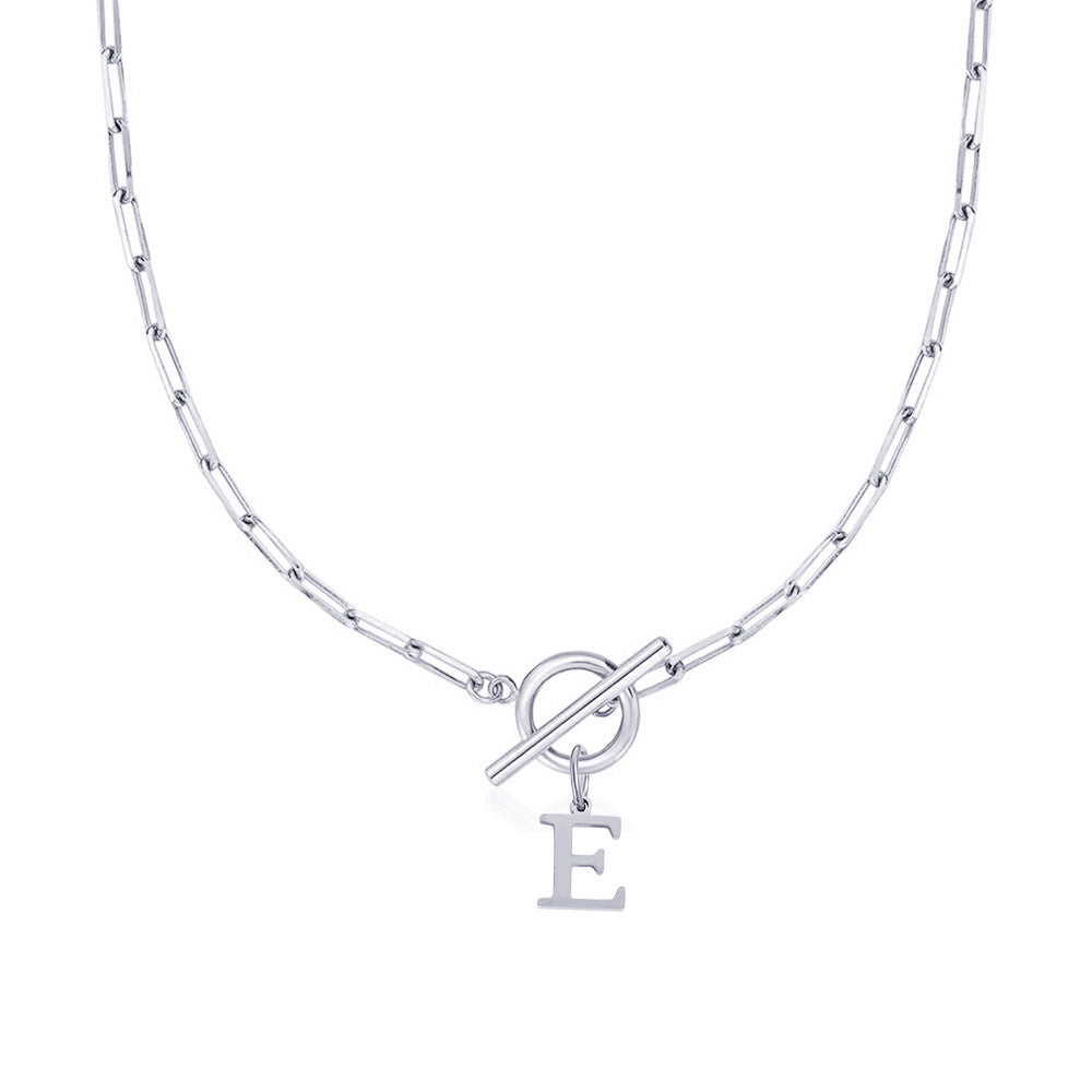 Paperclip Chain Initial Necklace with Circle Lock Clasp – Personalized Jewelry for Women, 45cm