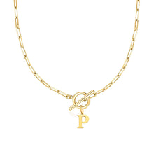 Load image into Gallery viewer, Paperclip Chain Initial Necklace with Circle Lock Clasp – Personalized Jewelry for Women, 45cm
