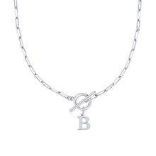Load image into Gallery viewer, Paperclip Chain Initial Necklace with Circle Lock Clasp – Personalized Jewelry for Women, 45cm
