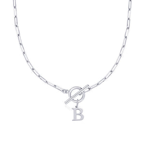Paperclip Chain Initial Necklace with Circle Lock Clasp – Personalized Jewelry for Women, 45cm